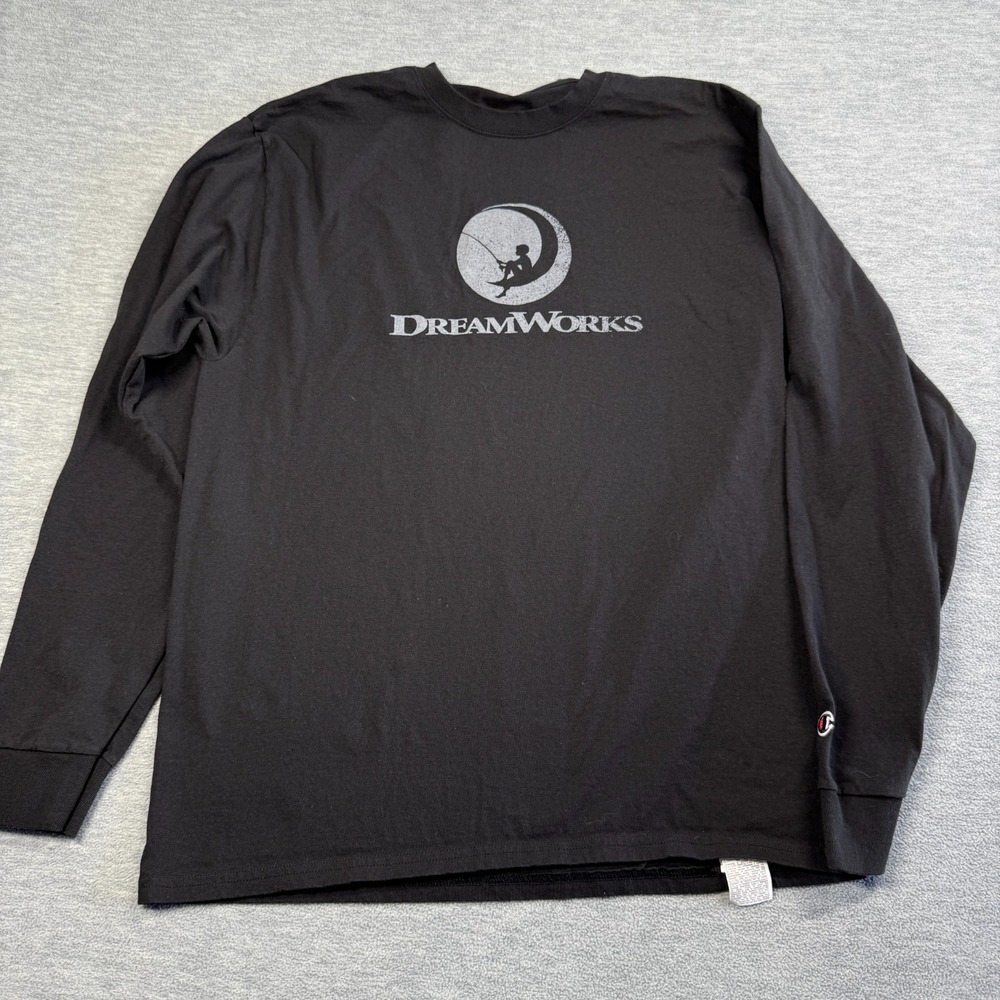 Champion T-Shirt Men Large Black DreamWorks Animation Graphic Long Sleeve Cotton
